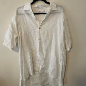 NWOT Assembly Label 100% linen Men's Casual White Button Down Shirt